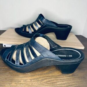 Romika Navy Blue‎ Leather Multi Strap Slide Sandals EU 39 US 9
